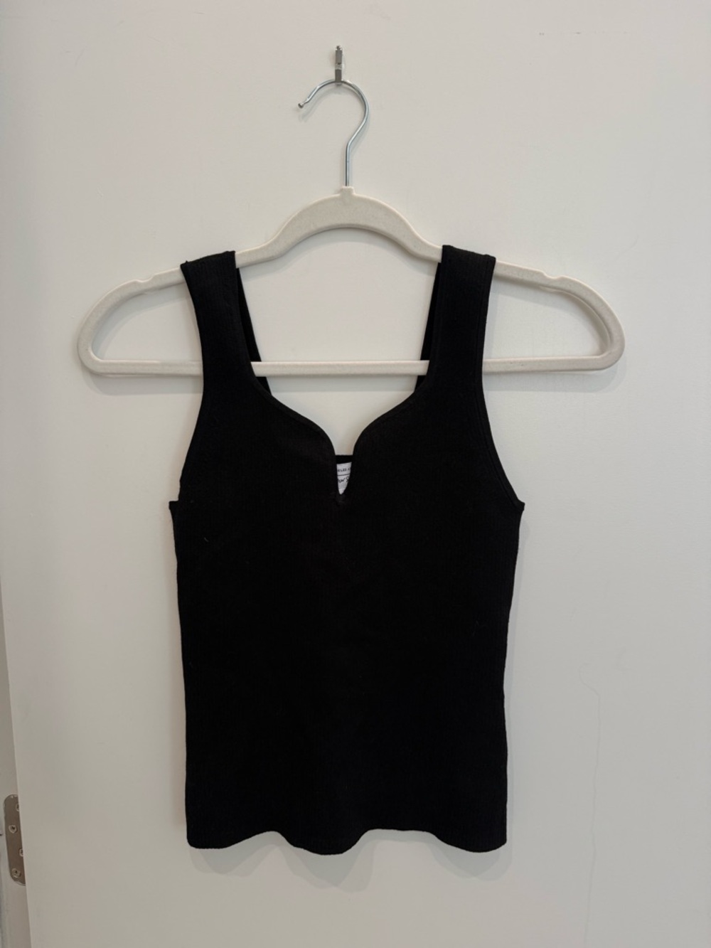 & Other Stories Black Ribbed Notch-Neck Tank
